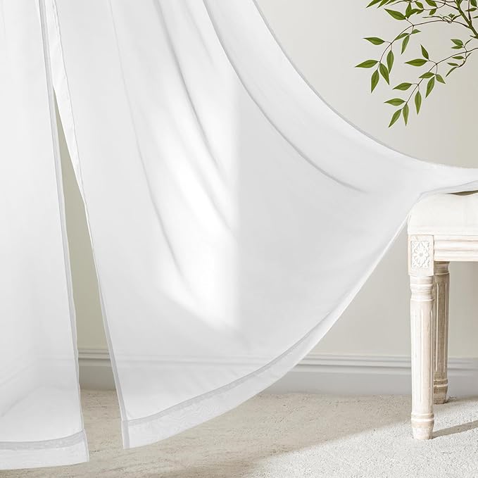 MIULEE White Sheer Curtains 100 Inches Long 4 Panels 42 x 100 Inches | Light - Image 6