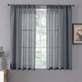 Tollpiz Short Sheer Curtains Linen Textured Bedroom Curtain Sheers Light by Tollpiz