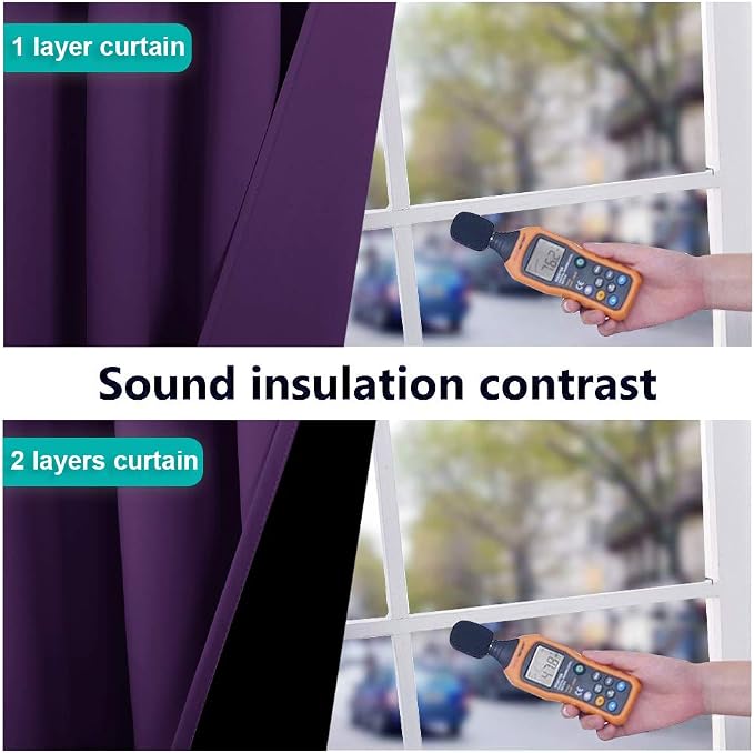 NICETOWN Royal Purple Full Shade Curtain Panels, 70 x 72 inch, Pair of Energy - Image 3