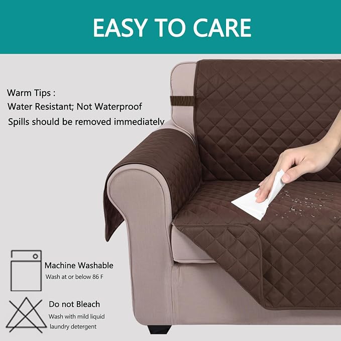 U-NICE HOME Reversible Recliner Chair Covers, Chocolate | 28''Recliner Cover - Image 5