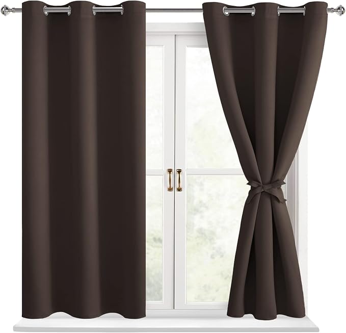Short Blackout Curtains for Bedroom, 42 x 45 Inch, 2 Panels | Thermal Insulated by Hiasan