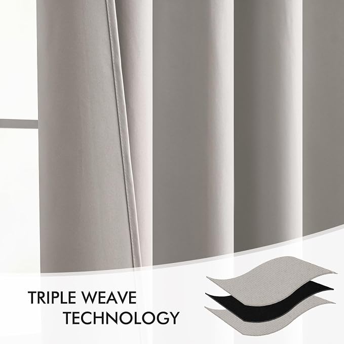 MIULEE Cobblestone Back Tab Blackout Curtains 52x84 Inch Length 2 Panel Set | - Image 6
