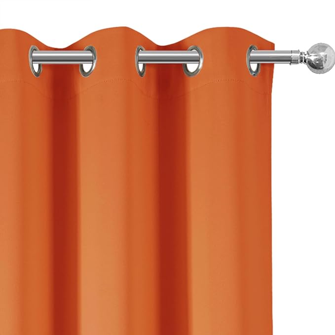 Orange Blackout Curtains 42 x 54 Inch Length Set of 2 Panels Grommet Bedroom - Image 7