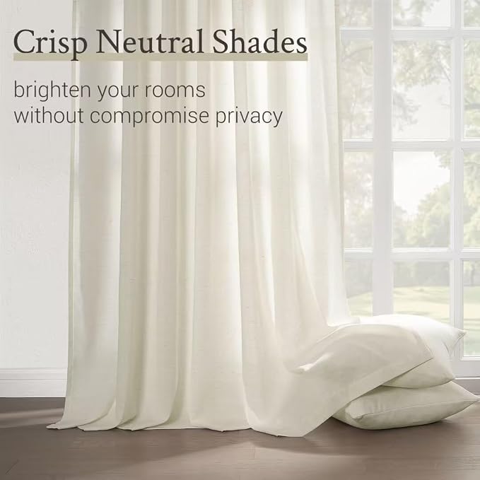 Topfinel Pinch Pleated Curtains 54 Inches Long 2 Panels Set, Natural Cream Semi - Image 3