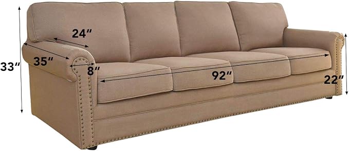 Easy-Going Stretch 4 Seater Oversized Sofa Couch Cover Tan | 1-Piece Extra - Image 6