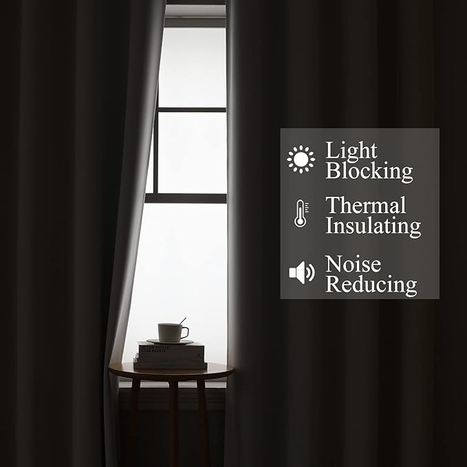 Beige and Grayish White Ombre Blackout Curtains Living Room 84 Inches Long | - Image 3