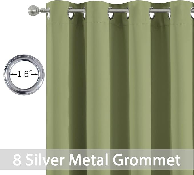 Yakamok Room Darkening Curtains 52x72 inch Length Sage Green-Living Room | 2 - Image 4