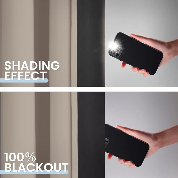 SimpleHome Natural 100% Blackout Curtains Room Darkening Living Room 84L | - Image 4