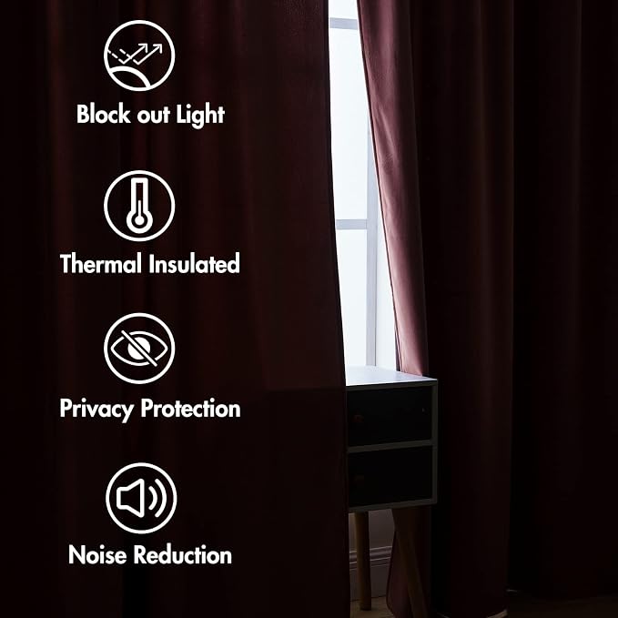 MIULEE Velvet Curtains 52x63 inches 2 Panels Dusty Rose Pink Curtains | Luxury - Image 5