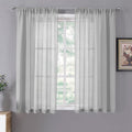 Tollpiz Short Sheer Curtain Linen Textured Living Room Curtains Sheer Light by Tollpiz