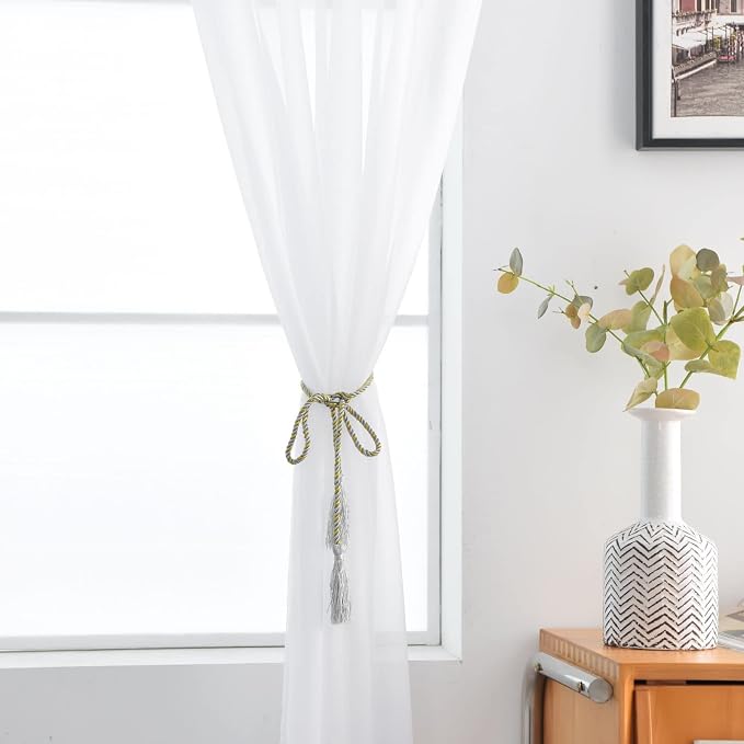 SpaceDresser Sheer Voile Window Treatment Rod Pocket Curtain Panels - Image 5