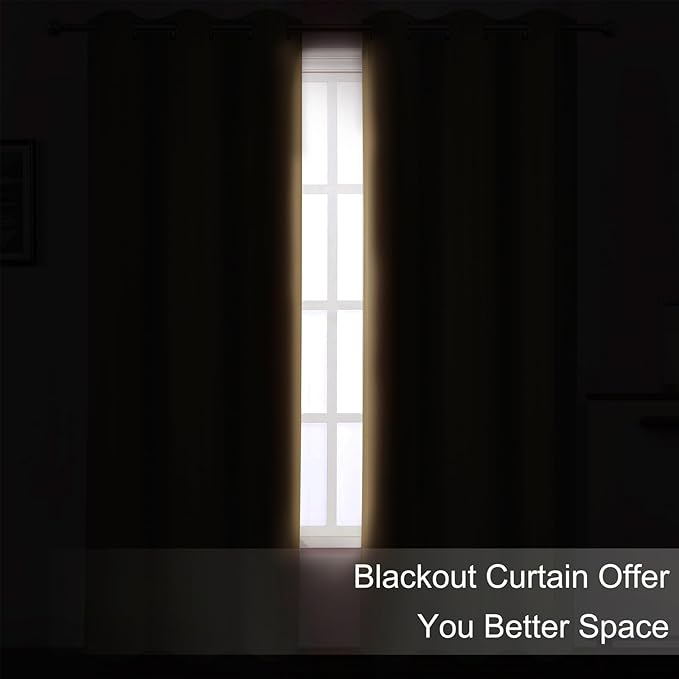 Natural Thermal Blackout Curtains/52 x 54 Inch/Set of 2 Panels Room Darkening - Image 3