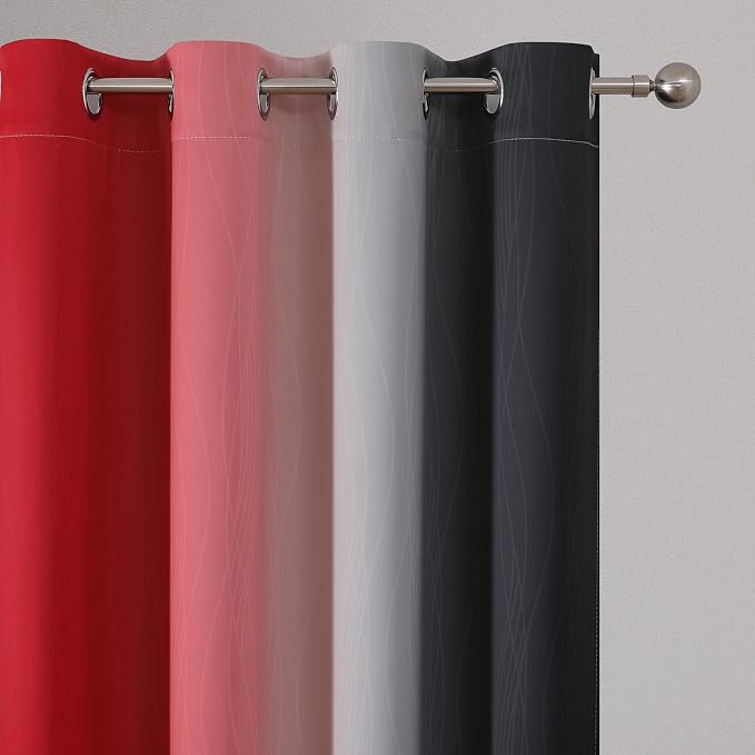 Red and Black Ombre Blackout Bedroom Curtains 72 Inch Long | Room Darkening - Image 4