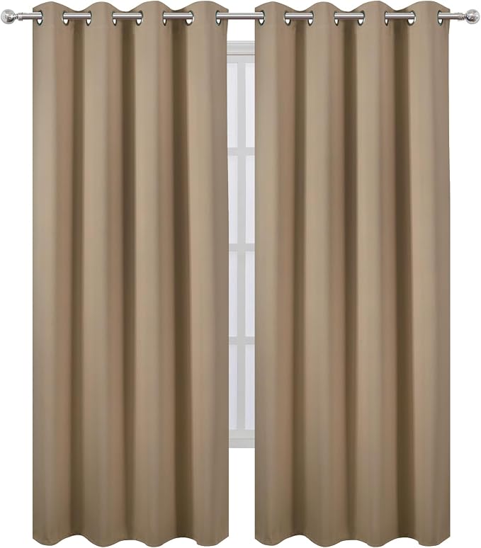 Blackout Curtains 52 x 90 inches Long Natural Curtains Set of 2 Panels Thermal - Image 2