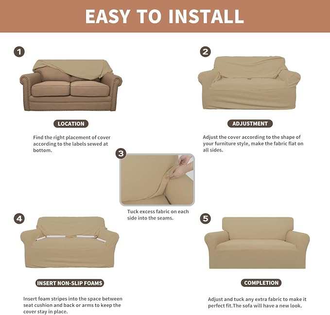 Easy-Going 100% Waterproof Oversized Chair Couch Cover, Stretch Sofa Cover | - Image 5