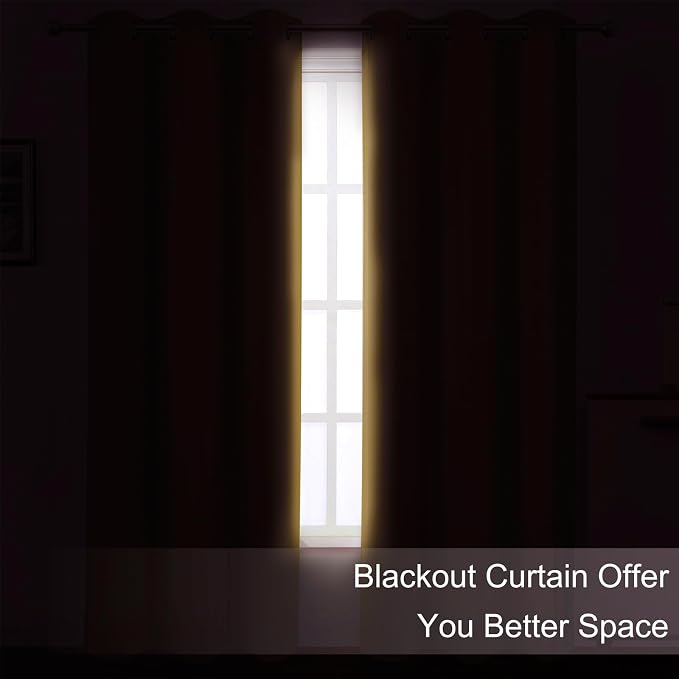 Blackout Curtains 66 x 72 Inch Long Mustard Yellow Curtains Set of 2 Panels - Image 3