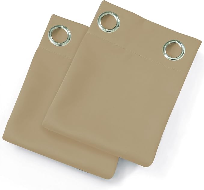 Beige Thermal Blackout Curtains/42 x 72 Inch/Set of 2 Panels Room Darkening - Image 9