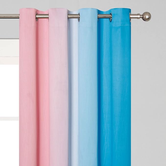 Pink and Blue Ombre Curtains for Bedroom 96 Inch Long | Room Darkening Curtains - Image 4