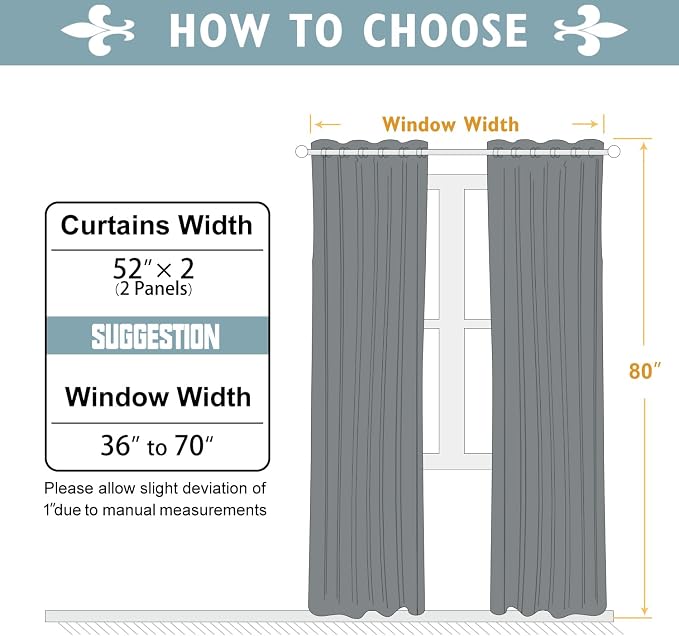 ChrisDowa Blackout Curtains for Bedroom and Living Room 80 Inches Long | 2 - Image 7