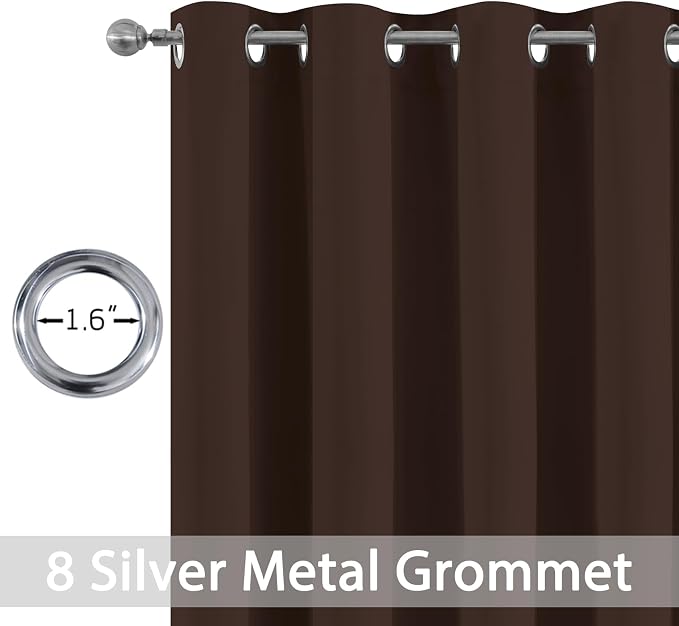 Yakamok Room Darkening Curtains 52x63 inch Long Chocolate Brown-Living Room | 2 - Image 4