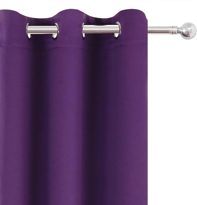 Purple Blackout Curtains 42 x 54 Inch Length Set of 2 Panels Grommet Bedroom - Image 7