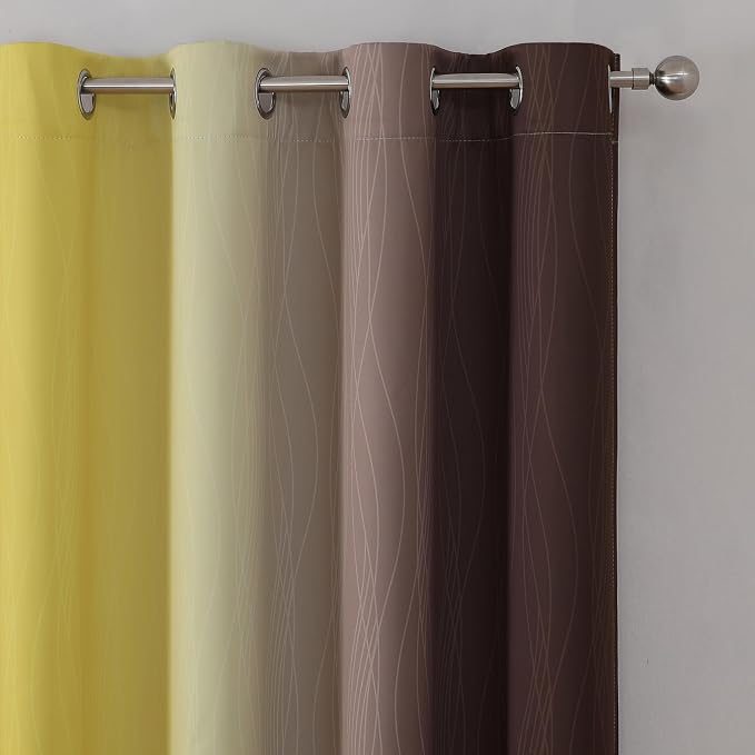 Brown and Yellow Blackout Curtains 52Wx72L Inch 2 Panels | Thermal Insulated - Image 4