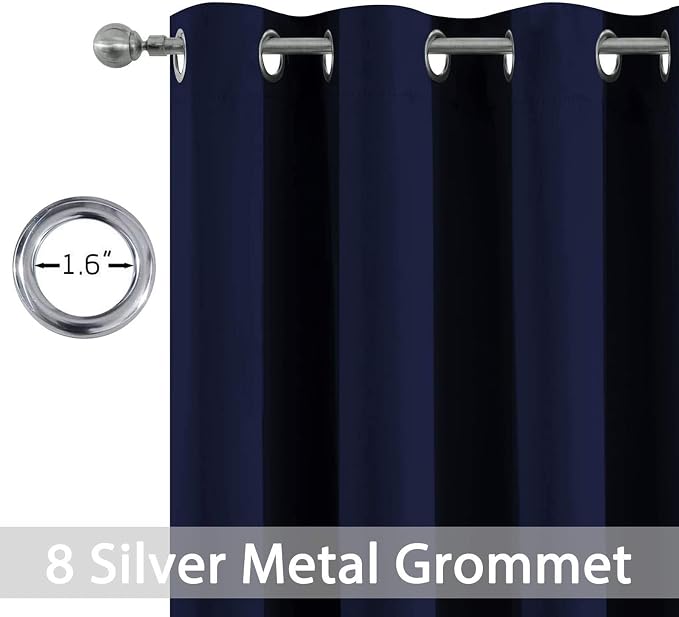 Yakamok Navy Blue Room Darkening Curtains 84 inch Sliding Door Drapes | 1 - Image 2