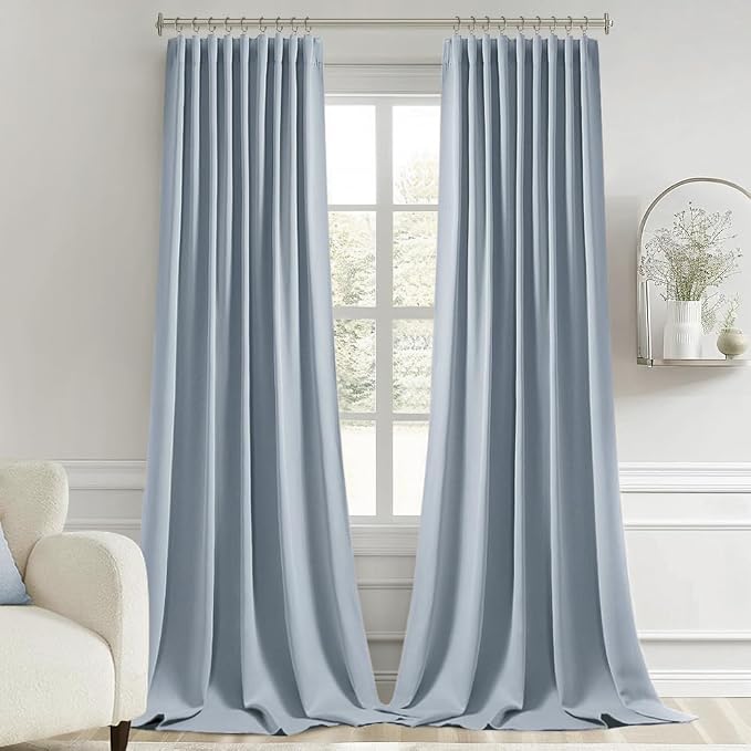 MIULEE Light Blue Back Tab Blackout Curtains 52x120 Inch Long 2 Panels Set | - Image 9