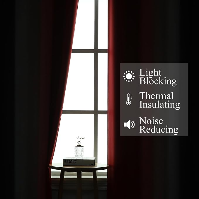 Red and Black Ombre Blackout Bedroom Curtains 108 Inches | Room Darkening - Image 3