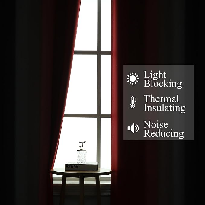 Red and Black Ombre Blackout Bedroom Curtains 36 Inch Long | Room Darkening - Image 3
