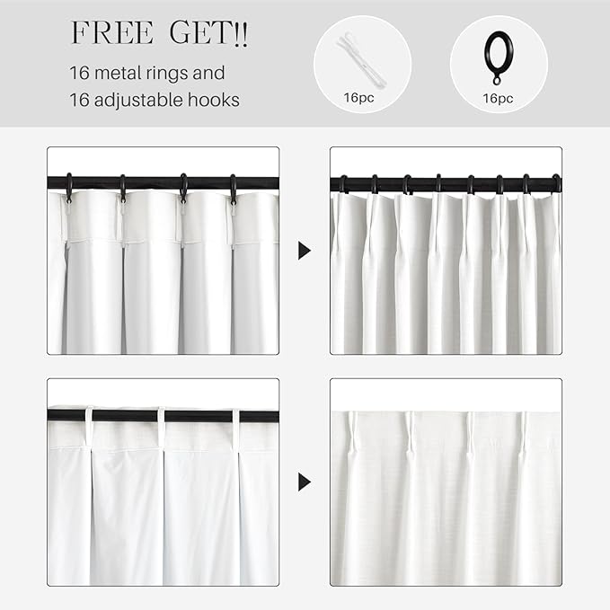 AUSSPVOCT Pinch Pleated 95 Inch Linen Curtains 100% Blackout - Image 7