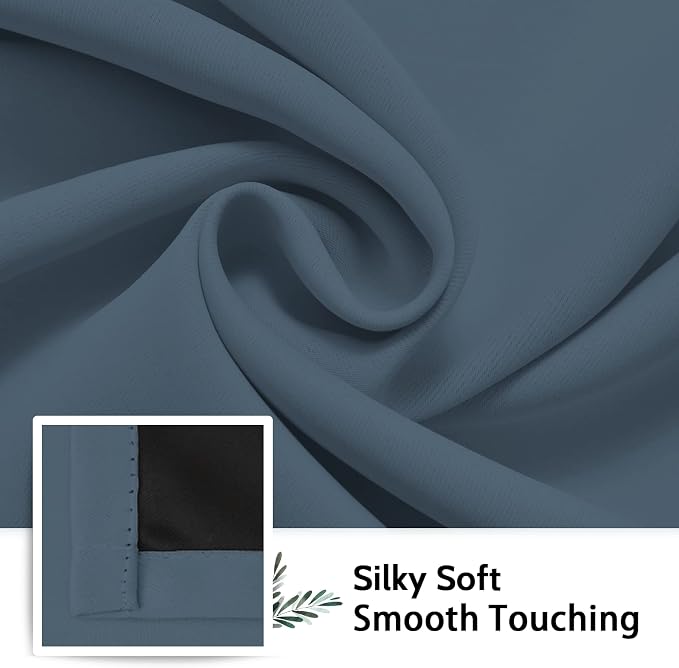 SimpleHome Stone Blue 100% Blackout Curtains Room Darkening Living Room 72L | - Image 7