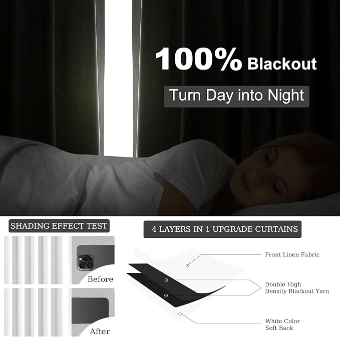 92 inch long Linen blackout Curtains 2 Panels - Image 3
