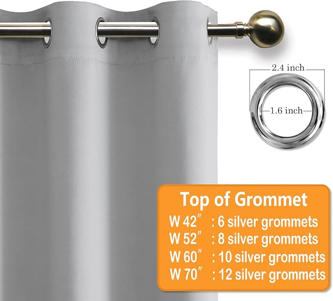 Grommet Blackout Curtains for Bedroom, 70 x 63 Inches, Window Drapes Living - Image 5