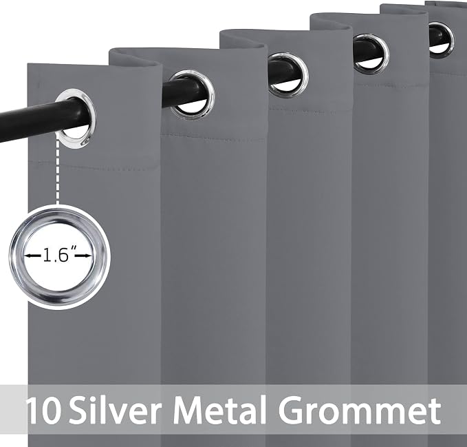 Yakamok Grey Room Darkening Curtains 62x84 inch Gray Grommet-Living Room | 2 - Image 2