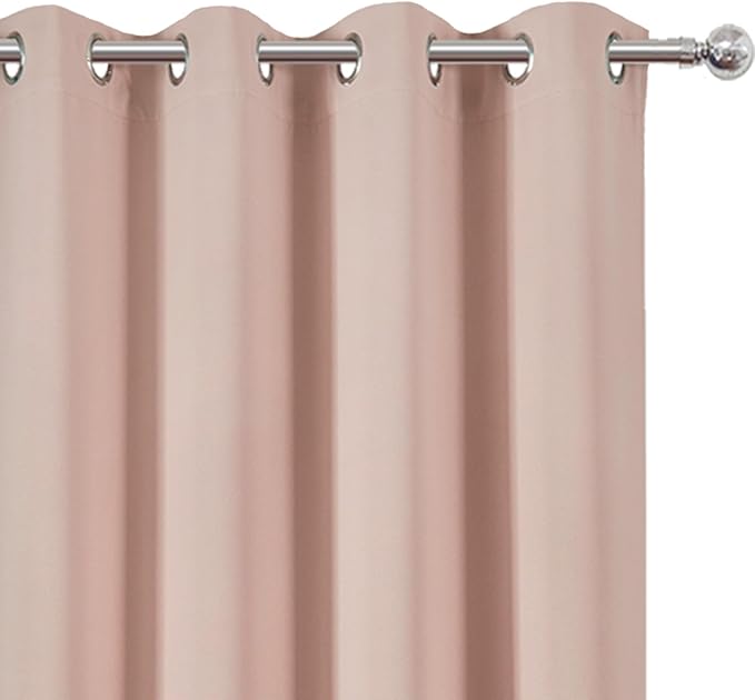 Blackout Curtains 66 x 54 Inch Long Blush Curtains Set of 2 Panels Room - Image 6