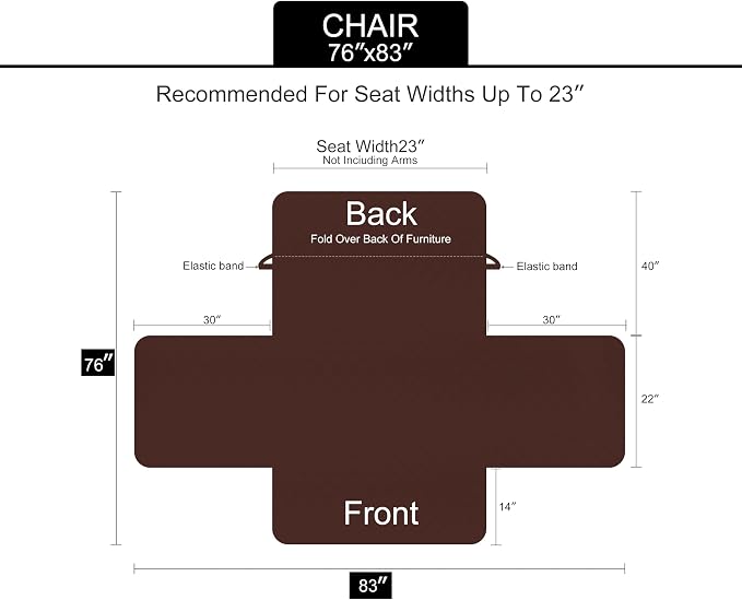 U-NICE HOME Reversible Recliner Chair Covers, Burgundy/Tan | 23''Armchair Cover - Image 6