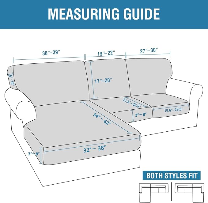 H.VERSAILTEX Sectional Couch Covers 6 Pieces Stretch Sofa Cover - Image 3