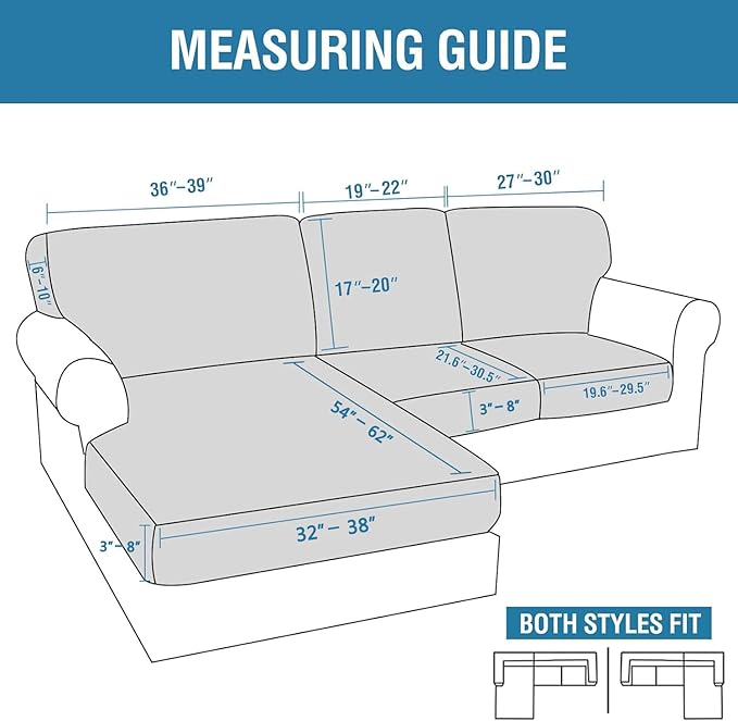 H.VERSAILTEX 2025 New Sectional Couch Covers 6 Pieces Stretch Sofa Covers - Image 3