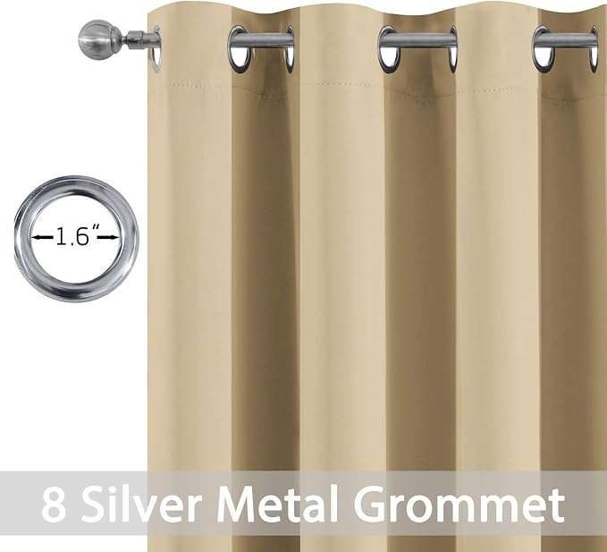 Yakamok Room Darkening Curtains 52x54 inch Length Beige-Living Room | 2 panels - Image 2