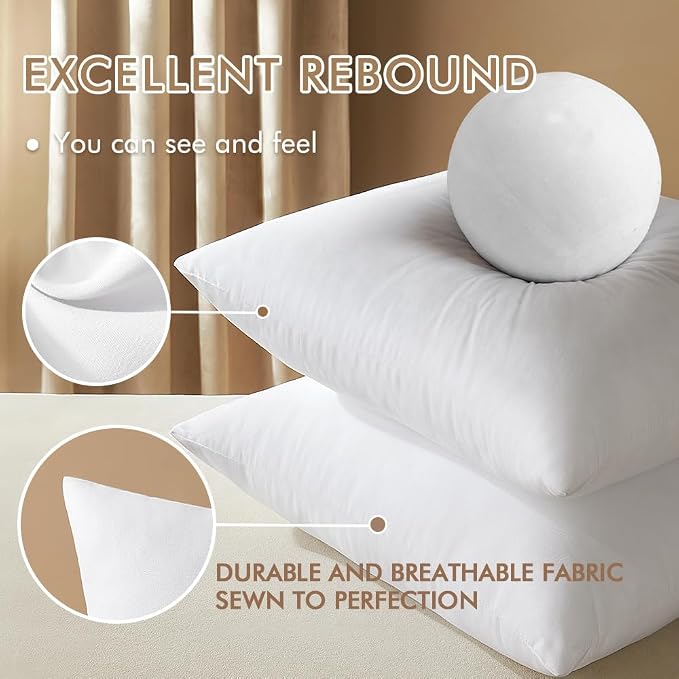 MIULEE 20x20 Pillow Inserts Set of 2, Throw Pillows - Image 3