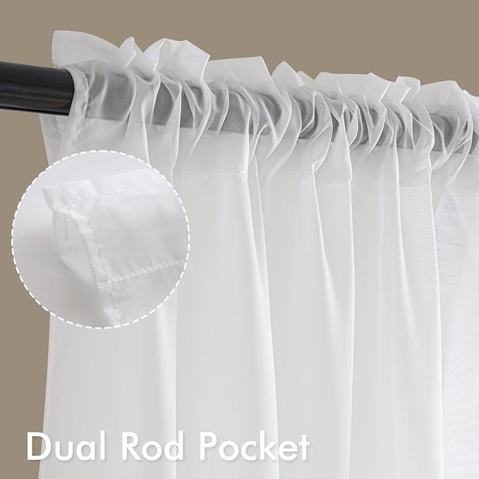 MIULEE White Sheer Curtains 90 Inches Long 4 Panels 54 x 90 Inches | Light - Image 3