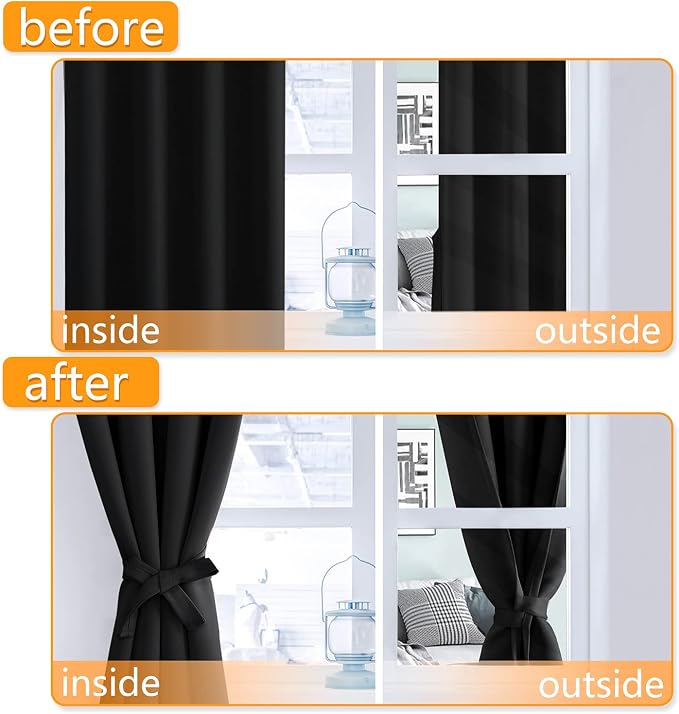 Blackout Curtains for Bedroom, 2 Drape Panels, 38 x 54 Inch | Light Blocking & - Image 4
