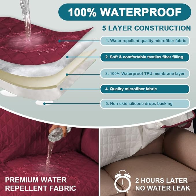 Turquoize 100% Waterproof Sofa Covers Couch Cover Sofa Cover - Image 3
