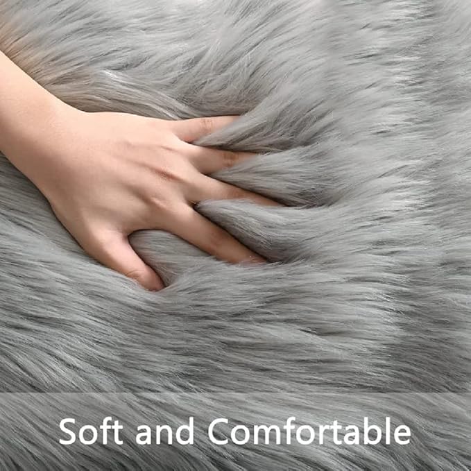 ORINOVA Gray Furry 5x7 Area Rugs - Image 9