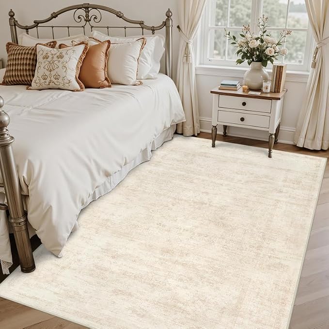 3x5 Area Rugs Living Room: Bedroom Washable Carpet Retro Beige | Large Vintage - Image 2
