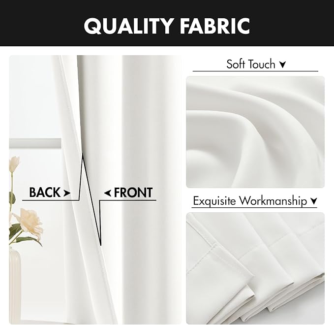 MIULEE 84 Inch Length Natural Blackout Bedroom Curtains Set of 4 | Thermal - Image 7