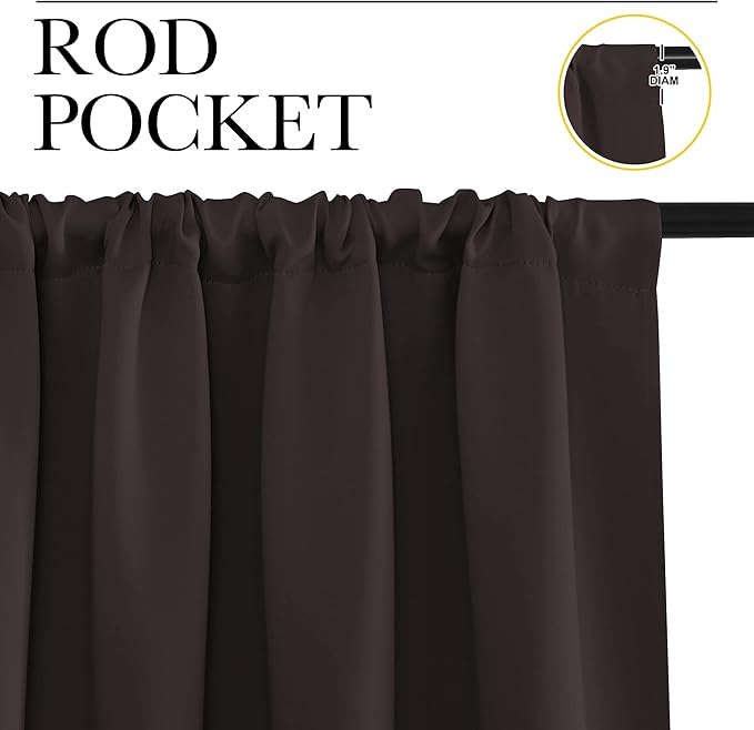 NICETOWN Blackout Curtains for Living Curtains, Toffee Brown, 1 Pair, 34-inch W - Image 2