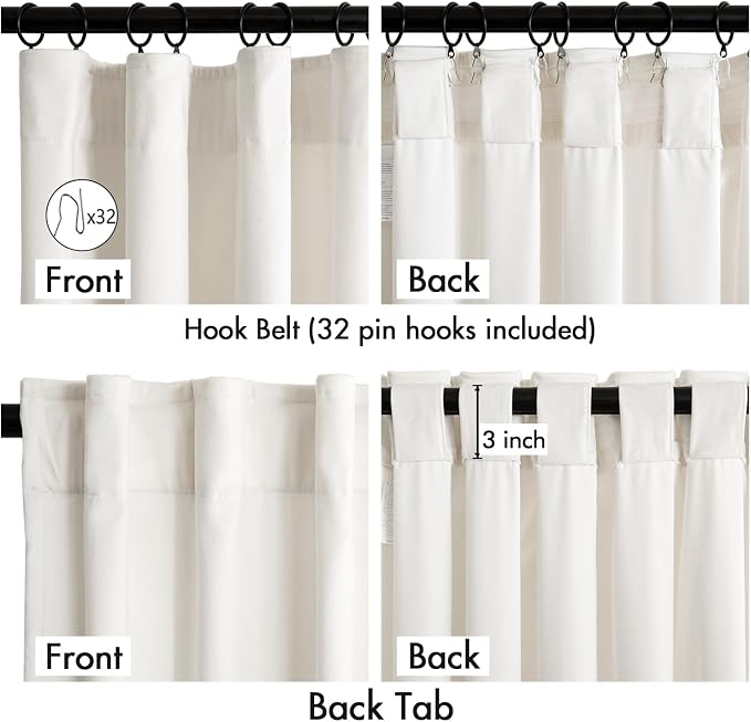 MIULEE Velvet Curtains 50W x 120L 2 Panels Ivory Blackout Curtains | Luxury - Image 3