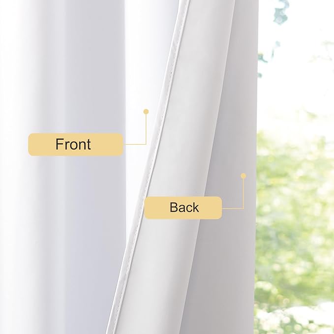 NICETOWN White Full Blackout Bathroom Curtains 50 inches Long, Grommet Thermal - Image 7